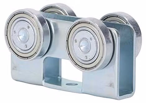 Carrello a 4 rotelle per porte scorrevoli, acciaio legato, colore argento, cuscinetti silenziosi