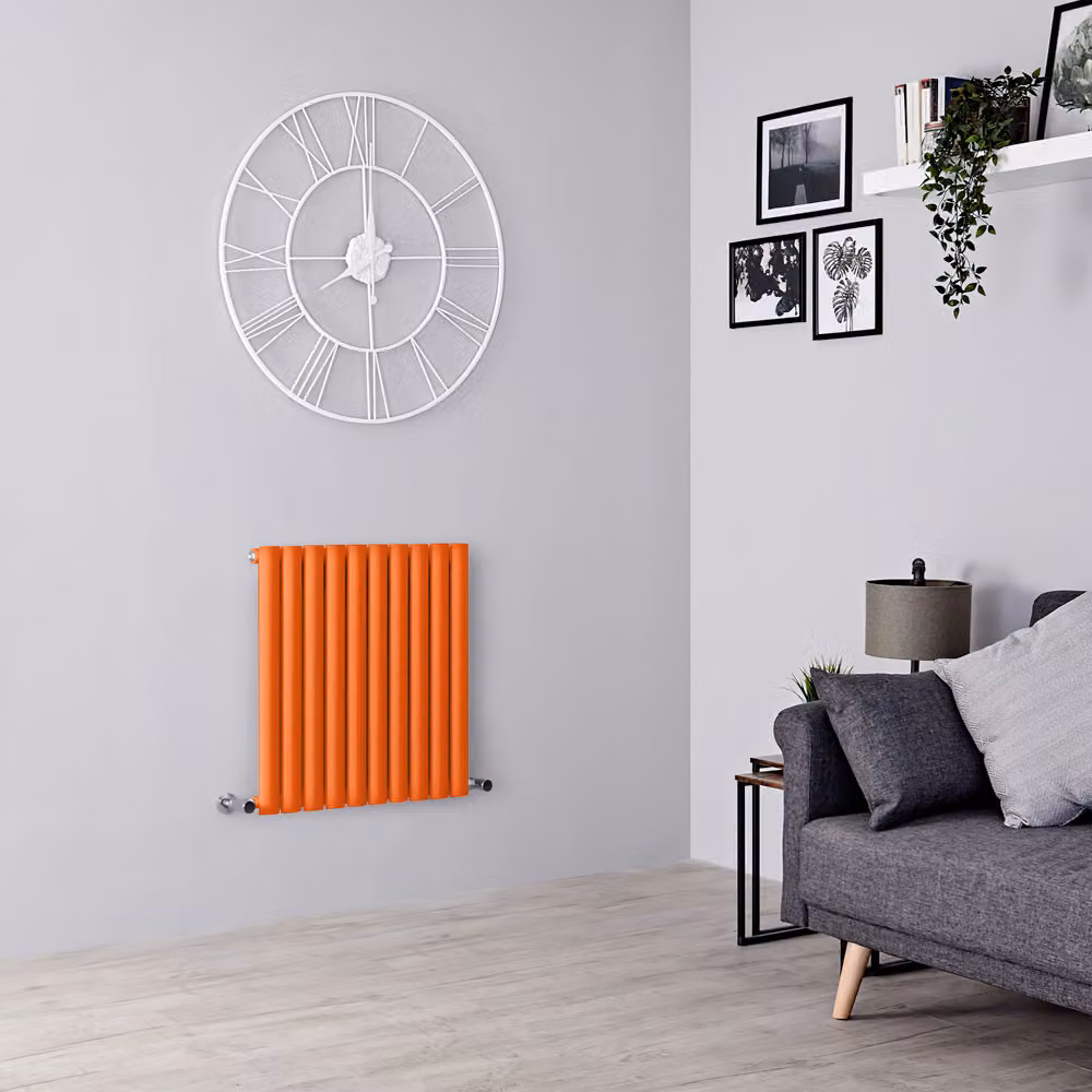 Radiatore di Design Orizzontale  Arancione (Sunset Arancione) -  635mm x 590mm  - Pannello Singolo  - Revive