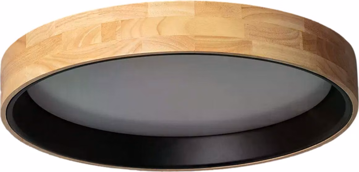 Plafone LED rotondo nero naturale 31W, tonalità di bianco 2700 lm, effetto legno, dimensioni: 9,5 x 57 x 57 cm, IP20, Abruzzo