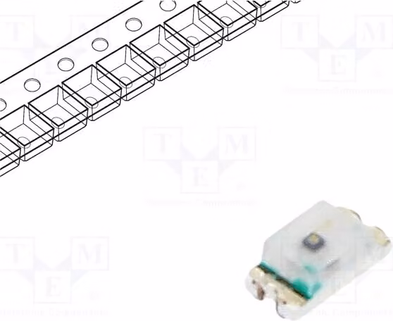 Trasmettitore a infrarossi, trasparente, tecnologia SMD, lunghezza d'onda 940nm, dimensioni 1,6x0,8x0,6mm, angolo di emissione 120°, corrente di funzionamento 20mA, modello OSI50603C1E