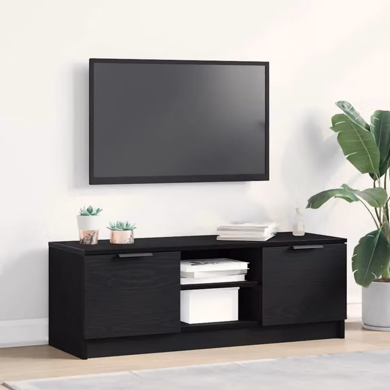 Mobile TV vidaXL moderno in legno ingegnerizzato nero L 102 x P 35 x H 36,5 cm