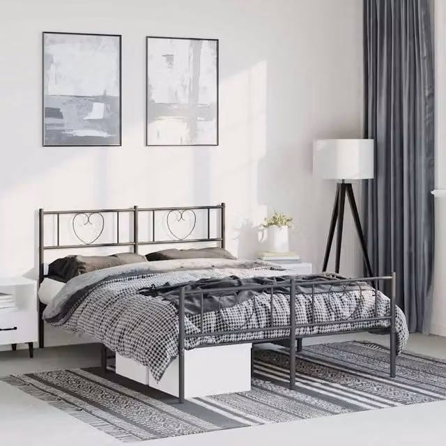Giroletto vidaXL con testiera e pediera in metallo nero L/P/H: 200 x 150 x 90 cm – 1