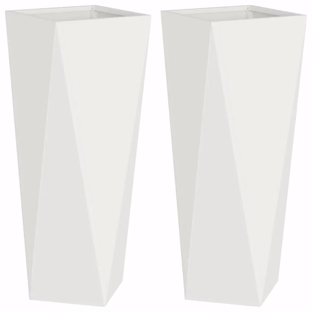 Set di 2 fioriere vidaXL in acciaio bianco, L/P/H: 30 x 30 x 75 cm – 2