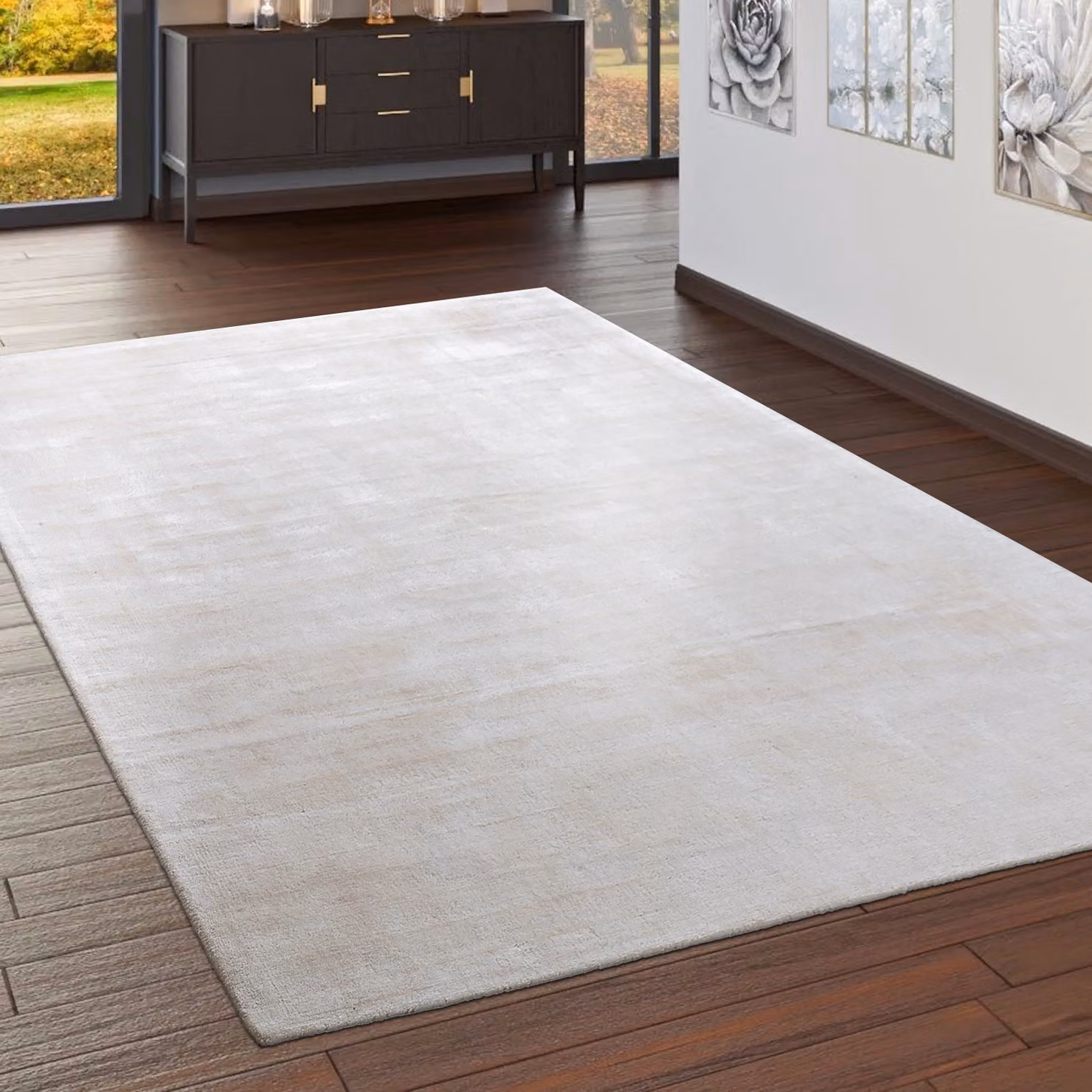 Tappeto vintage Gloria in viscosa color beige e argento L: 120 cm, P: 170 cm – 3