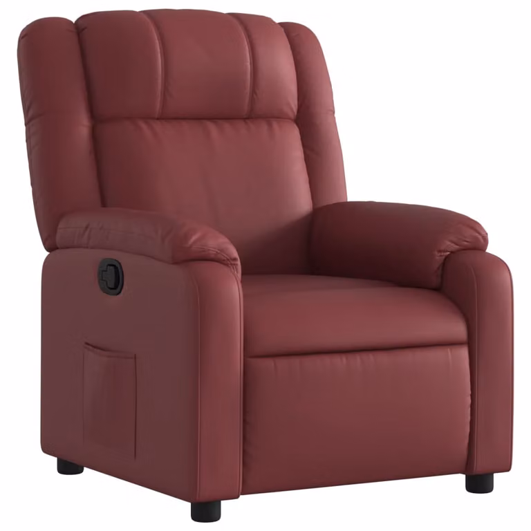 Poltrona Reclinabile Rosso Vino in Pelle finta
