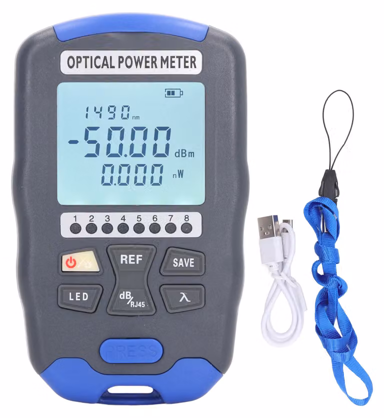 Misuratore di potenza in fibra ottica da 50 km, luce rossa, strumento di rete, cavo, tester per fili, LED, ottico, VFL (Visual Fault Locator) – portata di misurazione: 50 km, +26 dBm