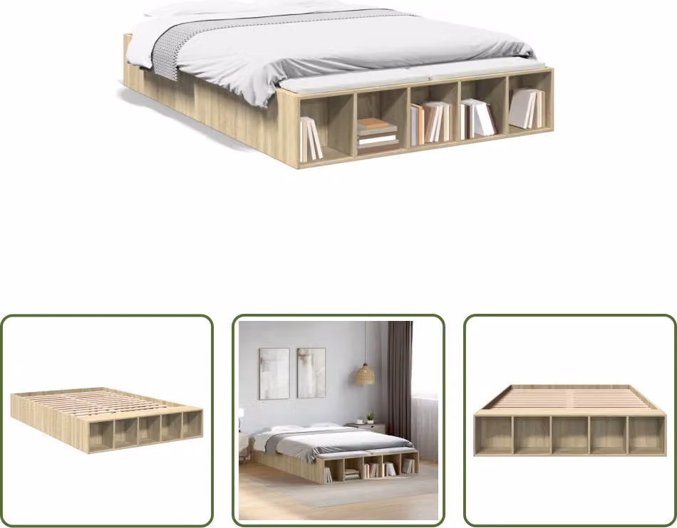 The Living Store struttura letto rovere Sonoma 120x200 cm materiale a base di legno