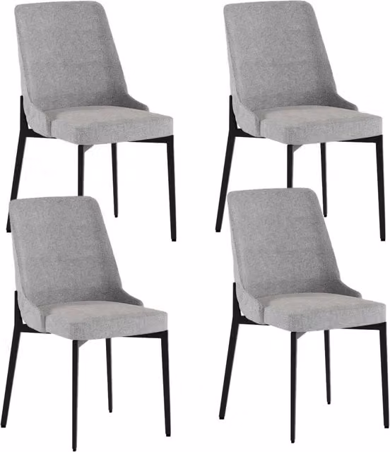Set 4 Sedie Ambra 48x58,5x89 cm in Tessuto Easy-Clean Grigio Chiaro