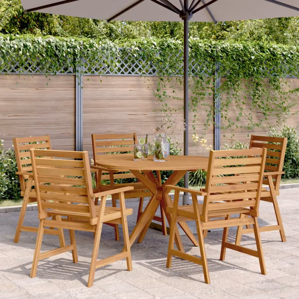 Set da pranzo per giardino e terrazzo vidaXL in legno di acacia marrone, composto da 6 pezzi