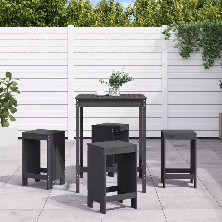 vidaXL Set Bar da Giardino 5 pz in Legno di Pino Grigio con Stile Rustico