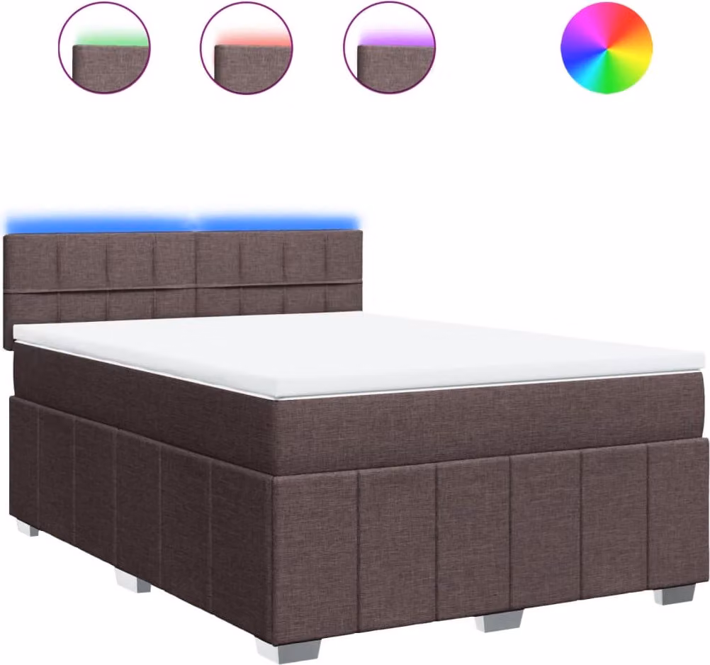 Letto a molle con materasso marrone scuro 160x200 cm in tessuto