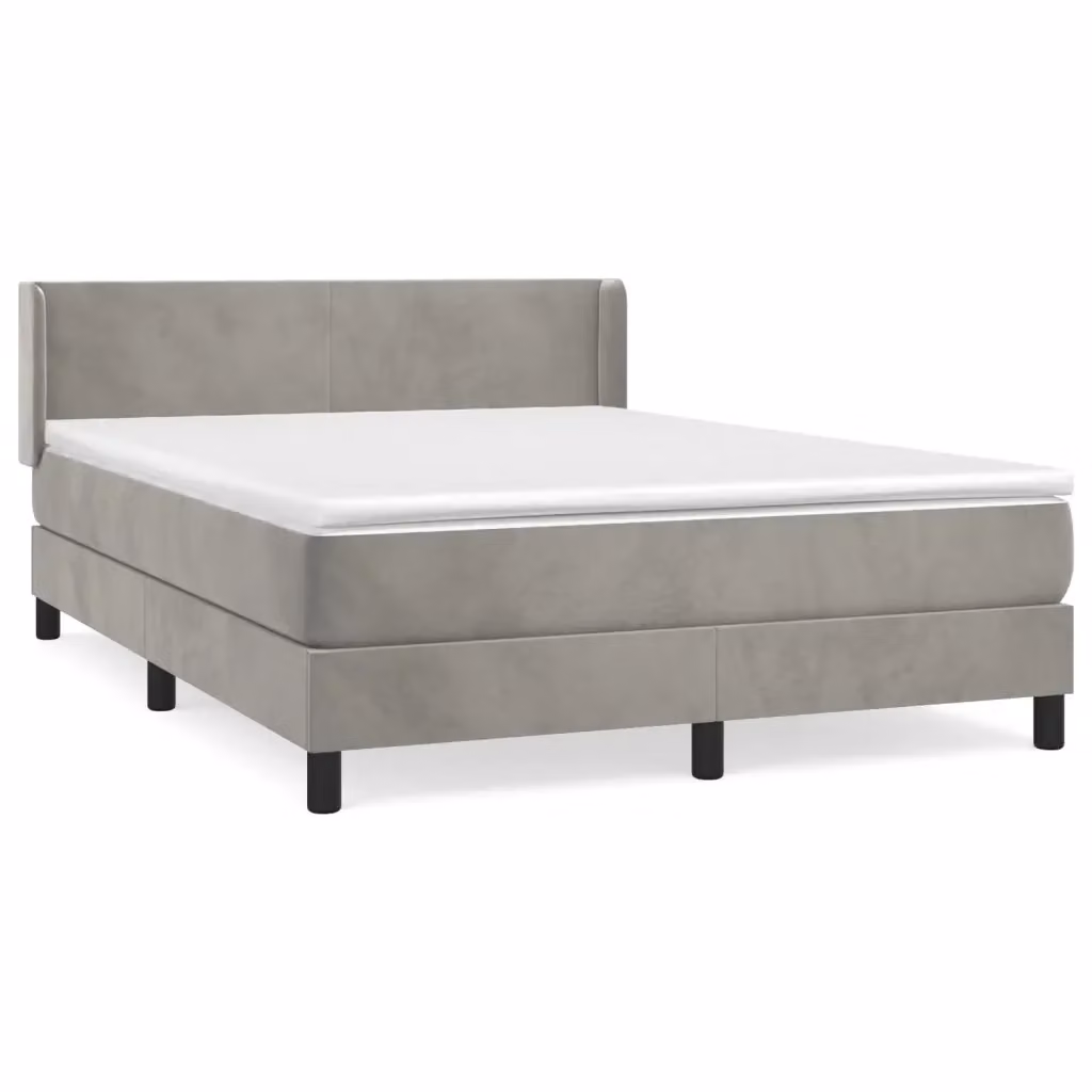 Letto Ibrido con Giroletto a Molle e Materasso vidaXL in Velluto Grigio e Bianco L/P/H: 147 x 203 x 88 cm – 2