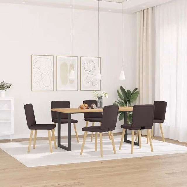 Sedie da Pranzo 6 pz Marrone Scuro in Tessuto 3315571