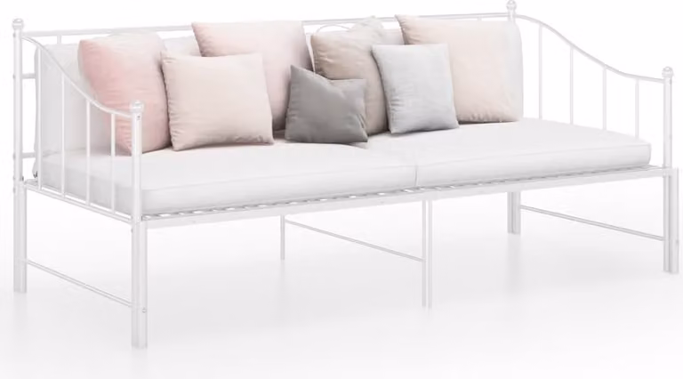 The Living Store Divano letto allungabile in metallo bianco 90x200 cm