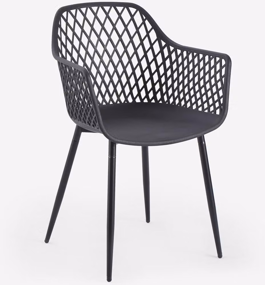 Sedia da cucina di design moderno in polipropilene con braccioli Vetra - Nero