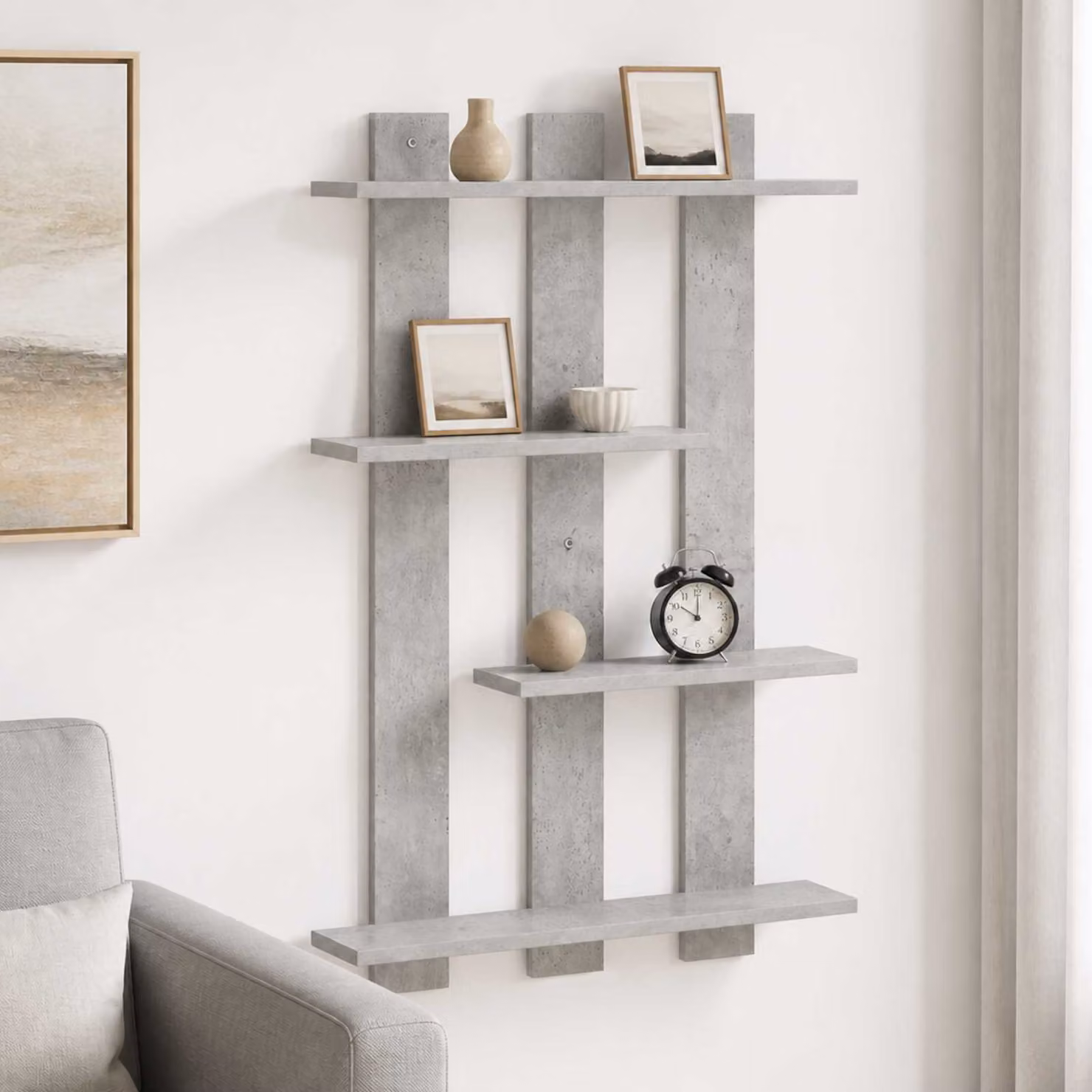 Scaffale da parete moderno vidaXL Grigio, L 61 cm x P 13,5 cm x H 88 cm