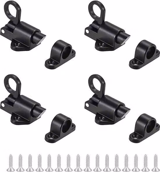 Set di sicurezza per 4 serrature automatiche di sicurezza nere - Il pacchetto include 16 viti - Serratura di sicurezza in alluminio per finestre e porte d'ingresso