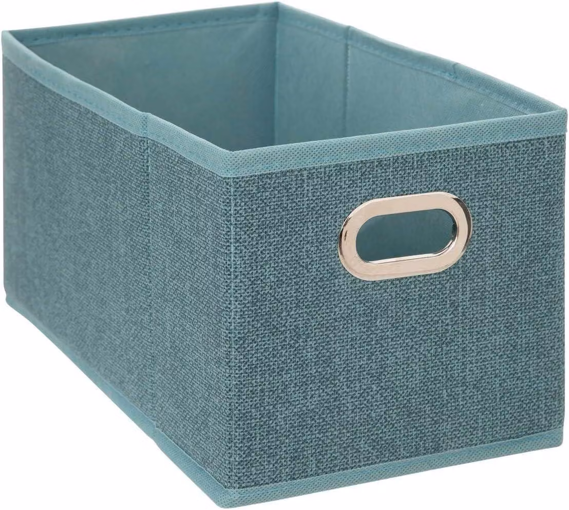 Contenitore per tessuti, 15x31x15 cm, color petrolio, con maniglia, ideale per la cucina e la casa