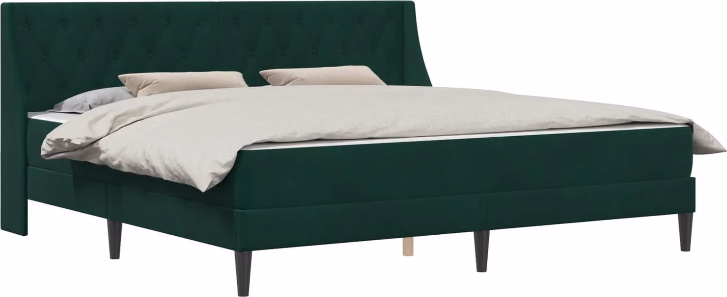 Struttura letto con materasso Verde Scuro 200 x 200 cm Velluto