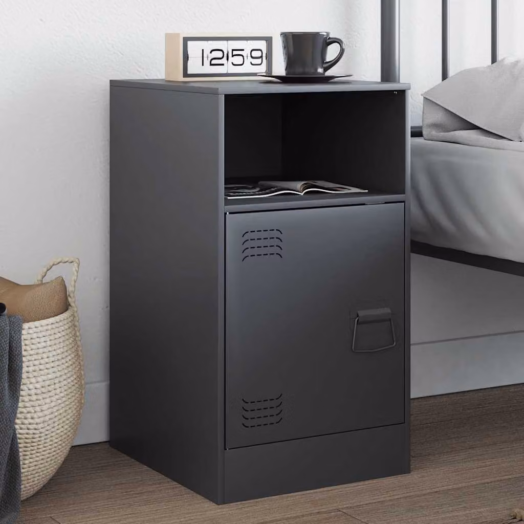 vidaXL Comodino Moderno in Metallo Antracite L: 34,5 cm, P: 39 cm, H: 62 cm