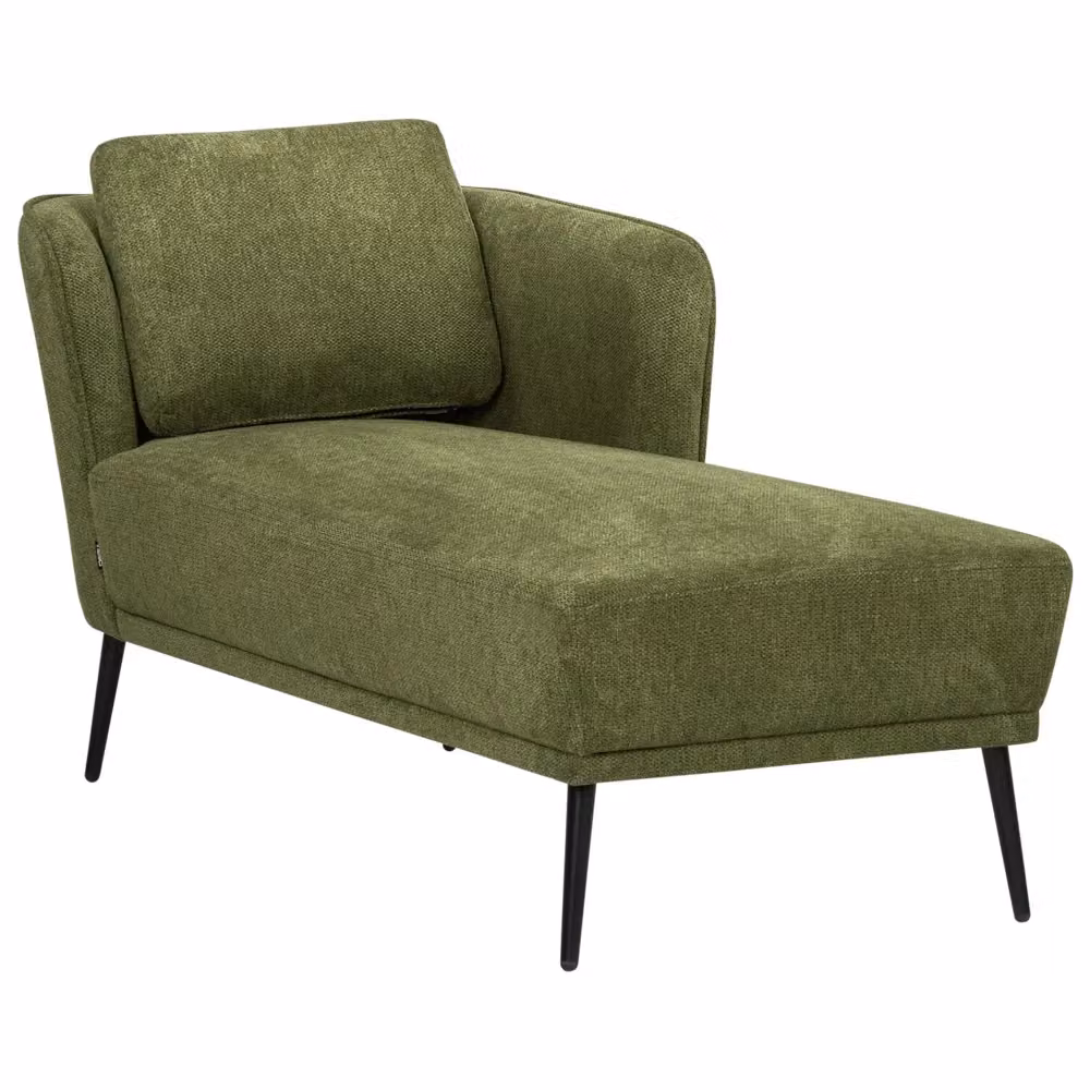Chaise longue BELIANI in tessuto bouclé verde con cuscini stile retrò lato sinistro L/P/H: 148 x 70 x 64 cm – 2