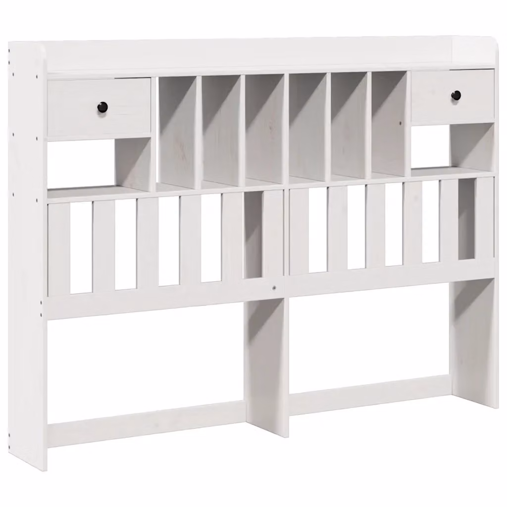 Testiera con ripiani integrati vidaXL in legno massello di pino bianco, L: 156 cm, H: 110 cm, P: 23 cm – 2