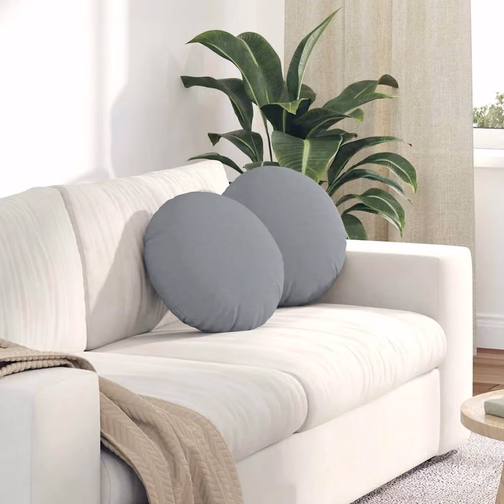Set di 2 cuscini per seduta rotondi vidaXL in tessuto grigio, Ø 40 x 13 cm