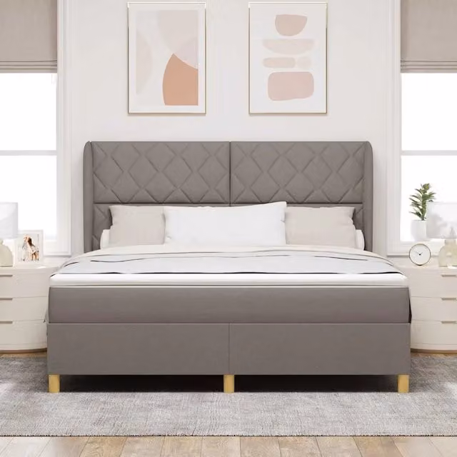 Letto Ibrido con Testiera e Cassetti vidaXL in Tessuto Beige o Grigio L: 180 cm, P: 200 cm, H: 280 cm – 1