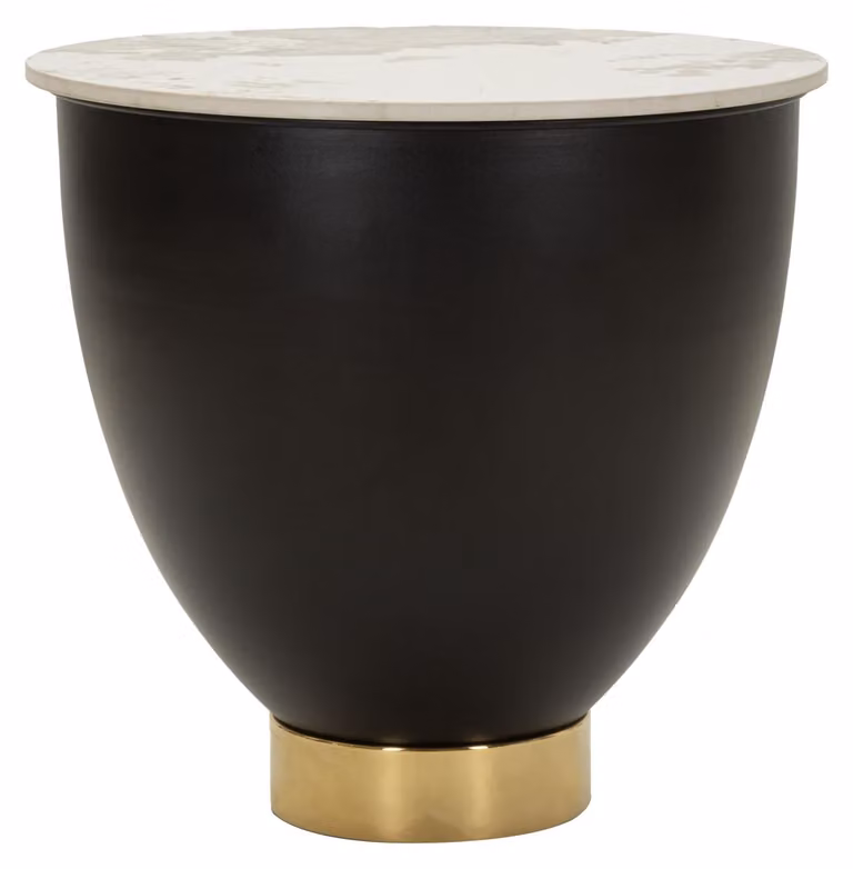 Tavolino da caffè in Vetroceramica e metallo, 48x47 cm, color marrone e oro, stile contemporaneo glamour, design Mauro Ferretti