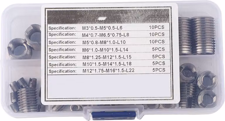 50 pezzi in acciaio inox filettatura interna inserti filettati autofilettanti set filettatura di rinforzo strumento di riparazione