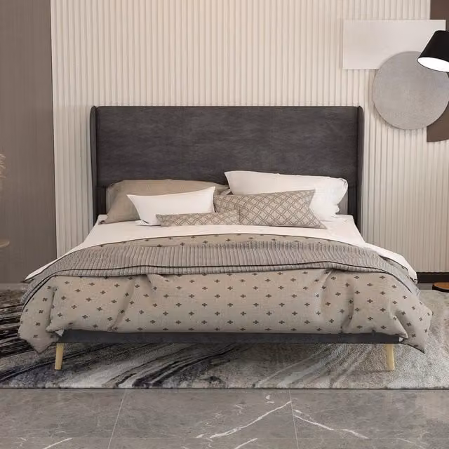 Letto imbottito con testiera ¨C Minimal ¨C Grigio 160x200 cm