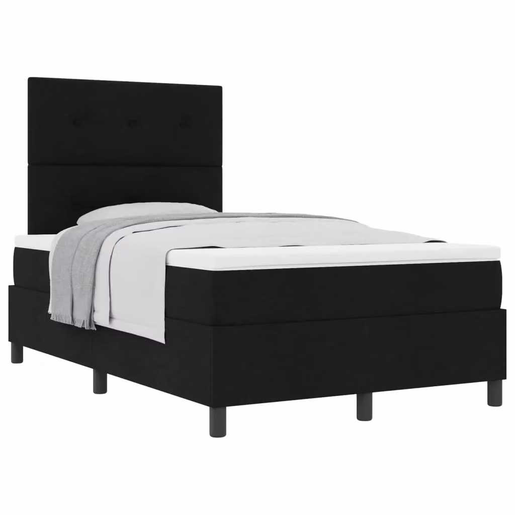 Letto a molle con testiera vidaXL in tessuto nero L/P: 120 x 200 cm – 2
