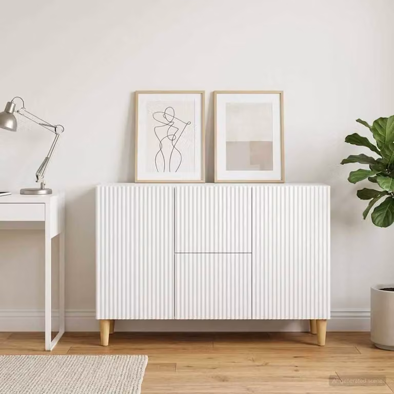 Credenza moderna vidaXL in legno ingegnerizzato bianco L/P/H: 89 x 34,5 x 60 cm