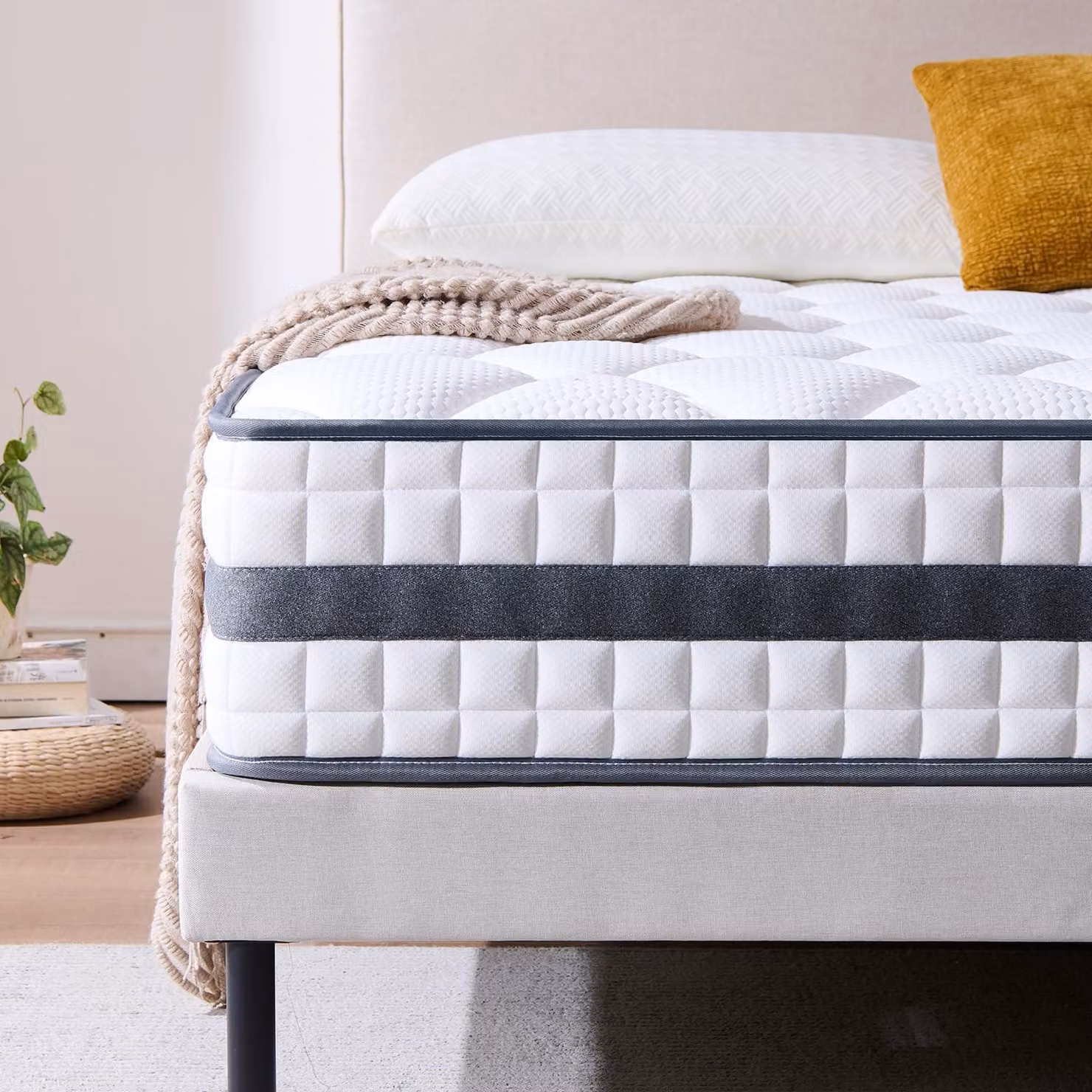 Materasso Twirest, 140 x 190 x 25 cm, materasso ibrido in memory foam con molle insacchettate