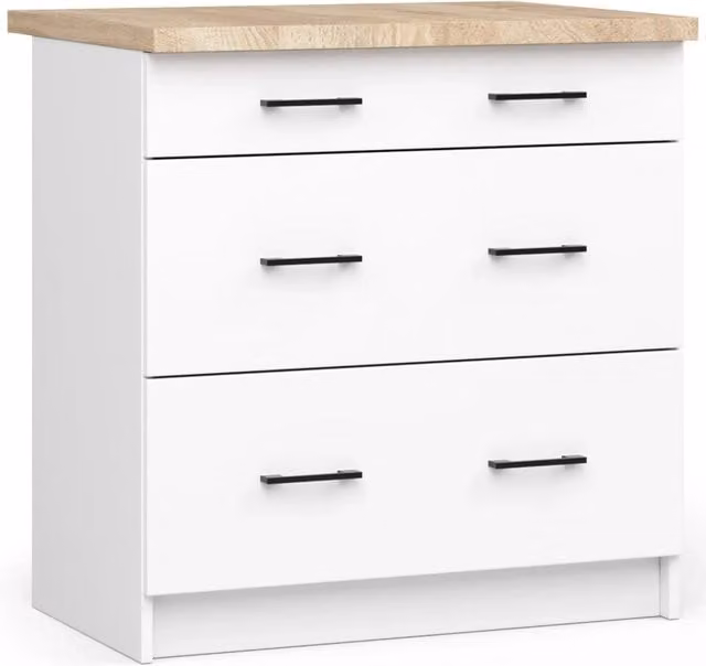 Mobile cucina modulare AKORD OLIWIA Bianco con piano di lavoro e 3 cassetti L/P/H: 80 x 46 x 85 cm
