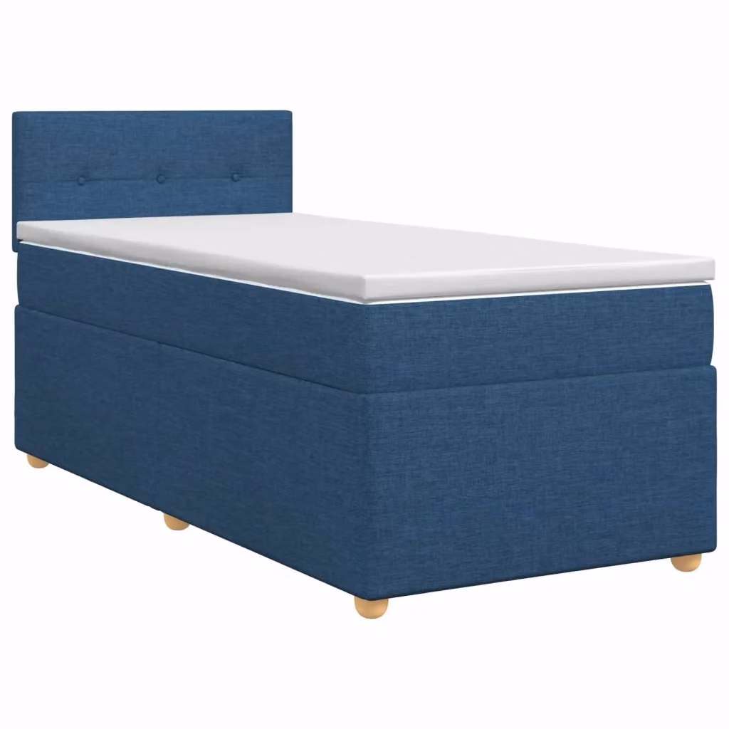 Letto box spring con materasso ibrido vidaXL in tessuto blu e bianco L 100 x P 200 cm – 2