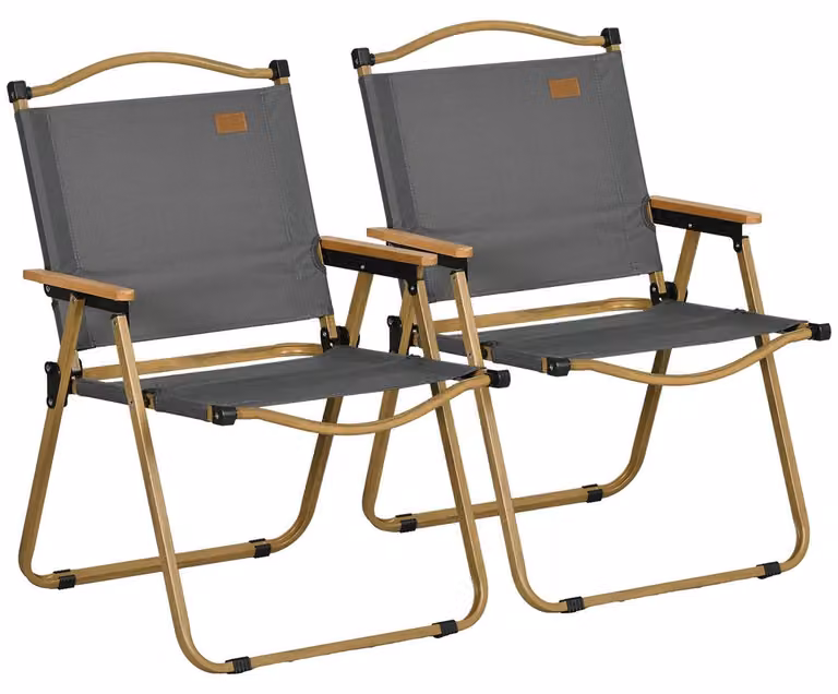 Set 2 Sedie per Esterni 54x59x78 cm Seduta in Tessuto Ox e Acciaio Grigio