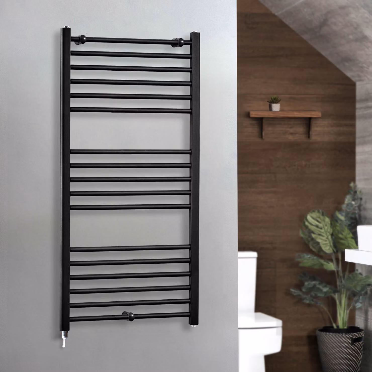 Scaldasalviette Elettrico Diritto Nox ECOSO di Hudson Reed, Nero, L: 120 cm, H: 60 cm