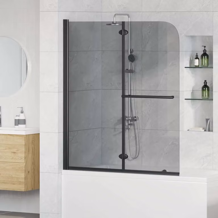 vidaXL Involucro Doccia Pieghevole Nero e Trasparente in Vetro e Alluminio L: 120 cm, P: 140 cm