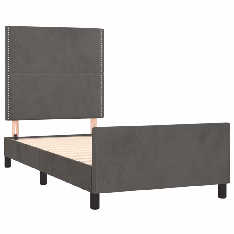 Giroletto senza Materasso Grigio Scuro 90x200 cm Velluto