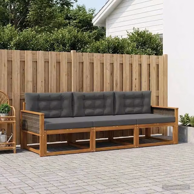 Set di divani da esterno 3 pz Naturale e Antracite 3382300
