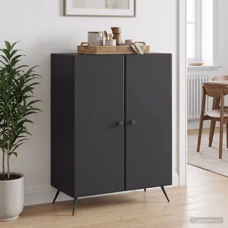 Credenza moderna vidaXL in legno ingegnerizzato nero, L 66 x P 34,5 x H 90 cm
