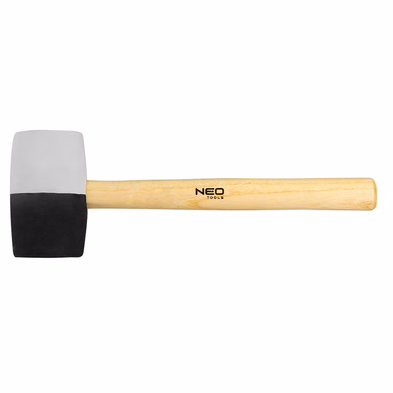 Mazza in gomma Neo Tools per piastrellisti, in gomma dura nera e gomma morbida antimacchia, con manico in legno chiaro | 63 mm/680 g