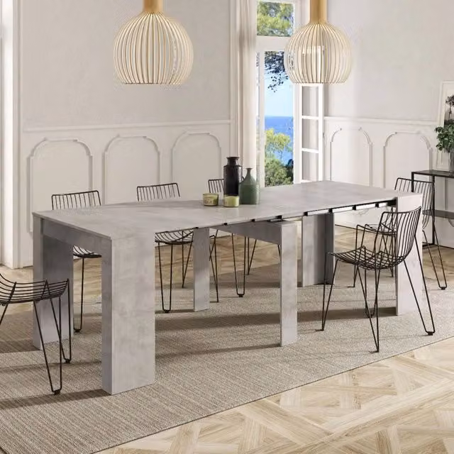 Consolle Allungabile DMORA Grigio per Cucina e Soggiorno L/P/H: 90 x 51 x 78 cm