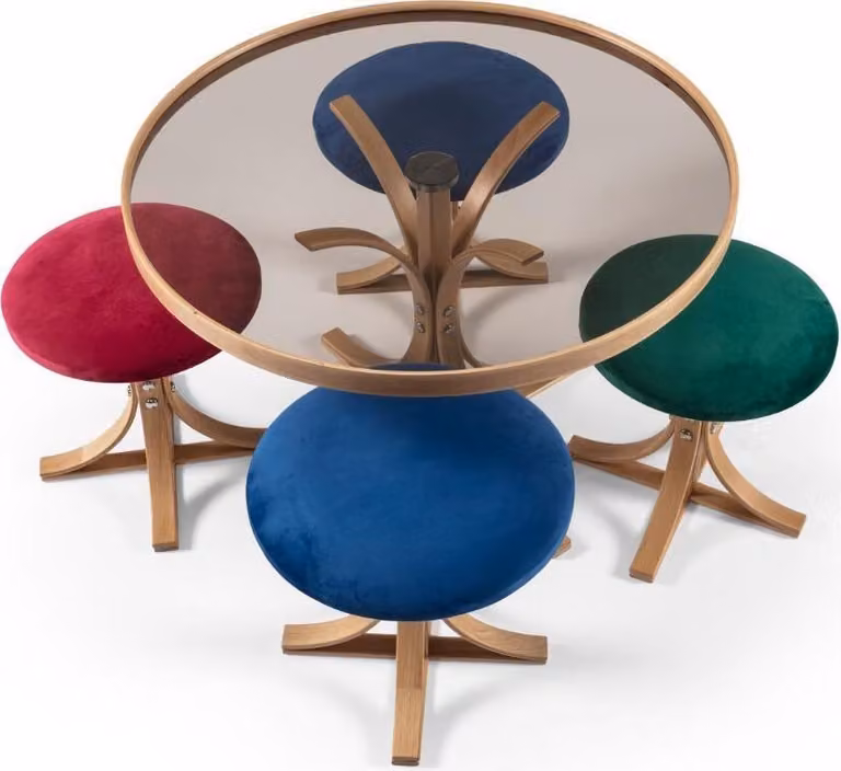 Komplett Couchtisch 4x Hocker Luxus Möbel Designer Einrichtung Kaffee Tisch