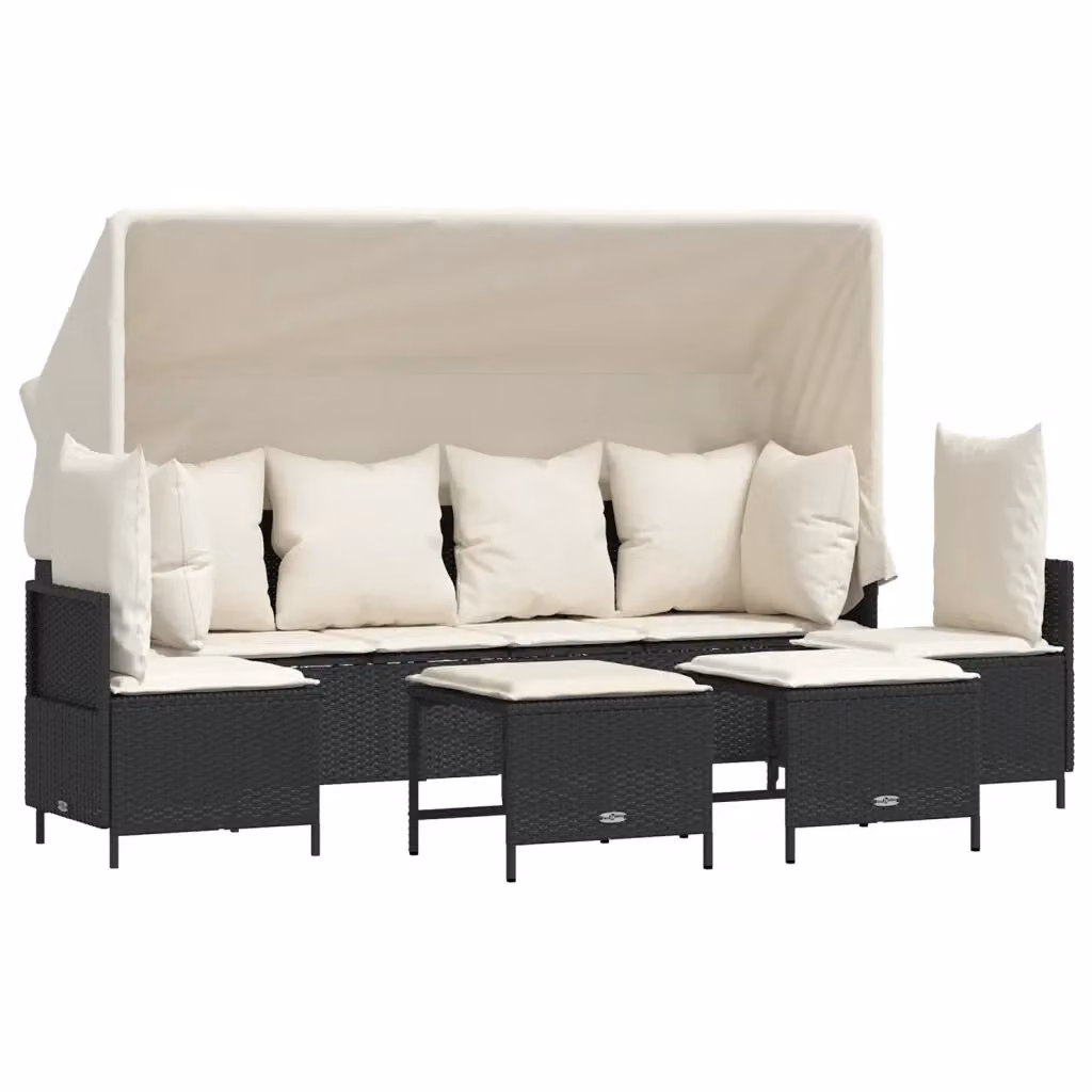 Set Divani da Giardino vidaXL con Cuscini e Ottoman in Polyrattan e Metallo Nero – 2
