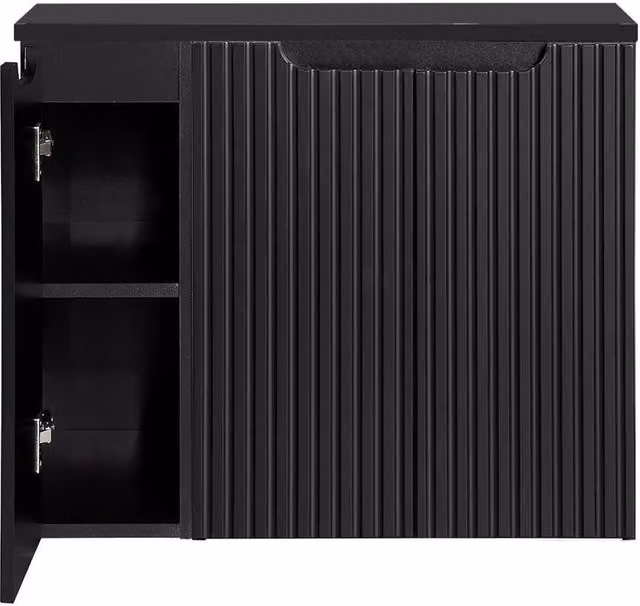 Mobile Sottolavabo NEWPORT da Parete con 3 Ante e Ripiano 80x60x40 cm - Nero [en.casa]