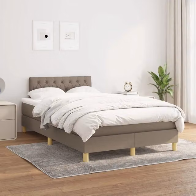 Letto Ibrido con Giroletto a Molle e Materasso vidaXL in Tessuto Beige e Bianco L/P/H: 120 x 200 cm – 1