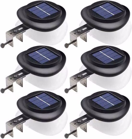 Set di 6 luci solari – Lampade LED da esterno, impermeabili, ideali per il bordo del tetto, il giardino, il garage, le terrazze, le ringhiere. Impermeabili, con accensione e spegnimento automatici.