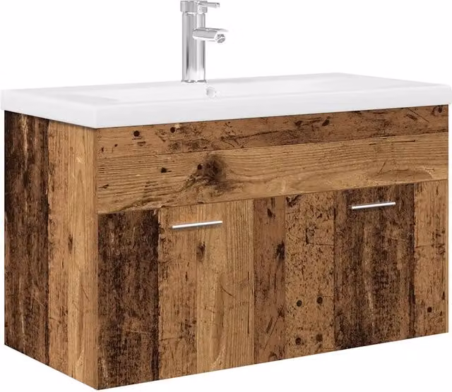 Mobile Bagno Lavabo | Armadio Lavabo Integrato Legno Antico in Legno Multistrato